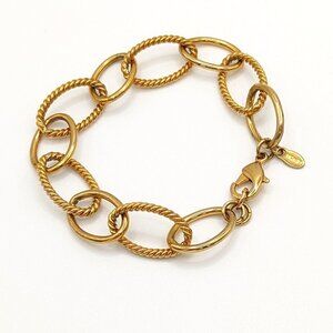 Vintage Monet Bracelet Cable Double Chain Link Gold Tone Chunky Signed